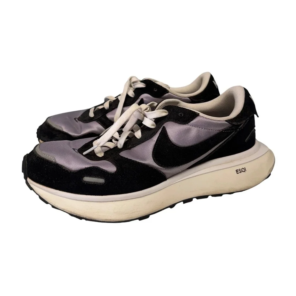 Nike Phoenix Waffle Black Silver Women Running Shoes FQ8789-900 Size 12
